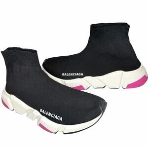 Authentic Balenciaga Speed Trainer Sneakers Black Pink EU 37 US 7 w/ Dustbag